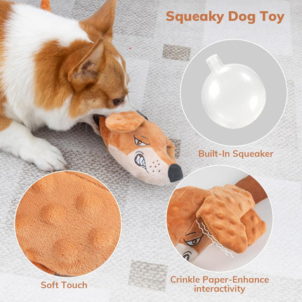 Foolala Stretch Long Dog Squeak Plush Dog Toy For Aggressive Chewers