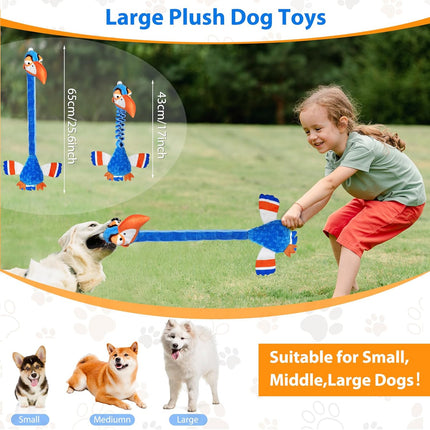 Foolala Long-necked Stretched Hornbill Squeak Plush Dog Toy For Aggressive Chewers