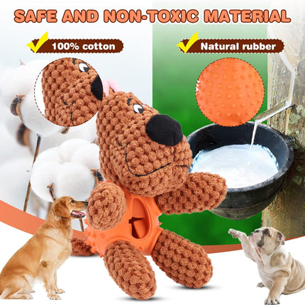 Foolala Rubber Leakage Dog Squeak Plush Dog Toy For Aggressive Chewers