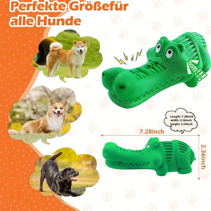 Foolala Green Rubber Alligator Head Dog Chew Toy For Aggressive Chewers