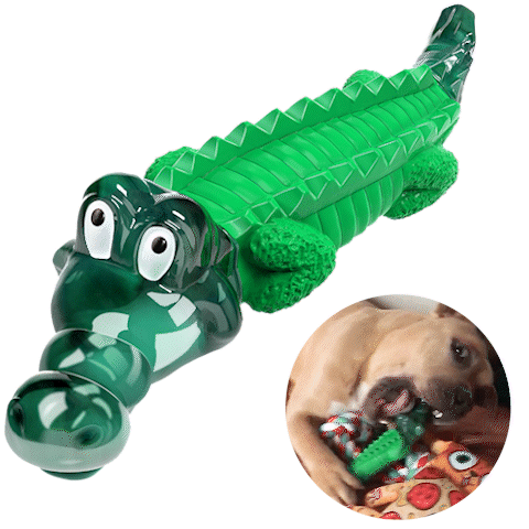 Foolala Green Gummy Alligator Dog Chew Toy For Aggressive Chewers