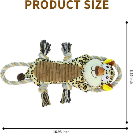 Foolala rope leopard Squeak Plush Dog Toy For Aggressive Chewers