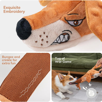 Foolala Stretch Long Dog Squeak Plush Dog Toy For Aggressive Chewers