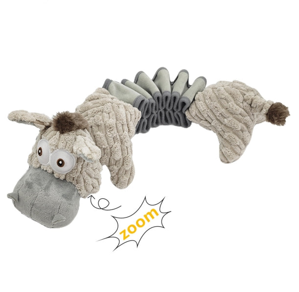 Foolala Long Stretch Donkey Squeak Plush Dog Toy For Aggressive Chewers