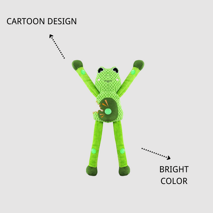 Foolala Frog Squeak Plush Dog Toy For Aggressive Chewers