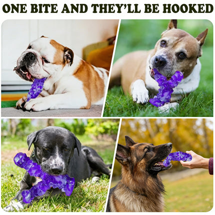 Foolala 3 Pack Dog Toys for Aggressive Chewers, Indestructible Extra Durable Bacon Flavor Nylon Dental Chew Bones