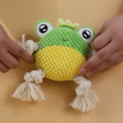 Foolala Rope Frog Squeak Plush Dog Toy For Aggressive Chewers