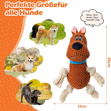 Foolala Cotton Rope Dog Squeak Plush Dog Toy For Aggressive Chewers