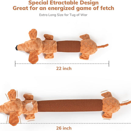 Foolala Stretch Long Dog Squeak Plush Dog Toy For Aggressive Chewers