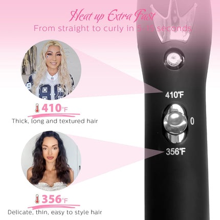 3 Barrel Curling Iron Hair Crimper: Mothers Day Gifts for Women - Dual Voltage Adjustable Temperature Three Barrels Hair Waver - 1 Inch Ceramic Curler Wand (Pink)