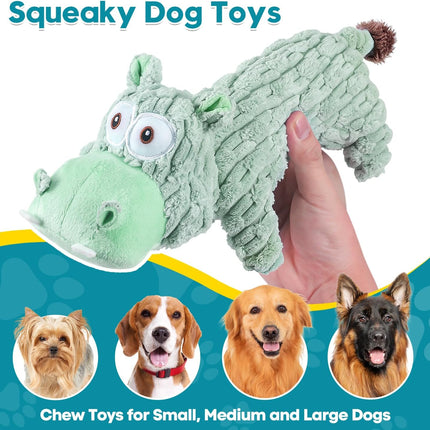 Foolala Long Hippopotamus Squeak Plush Dog Toy For Aggressive Chewers