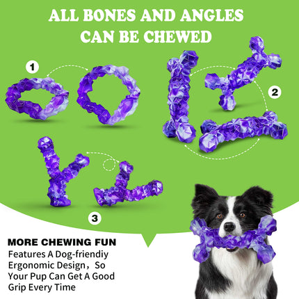 Foolala 3 Pack Dog Toys for Aggressive Chewers, Indestructible Extra Durable Bacon Flavor Nylon Dental Chew Bones