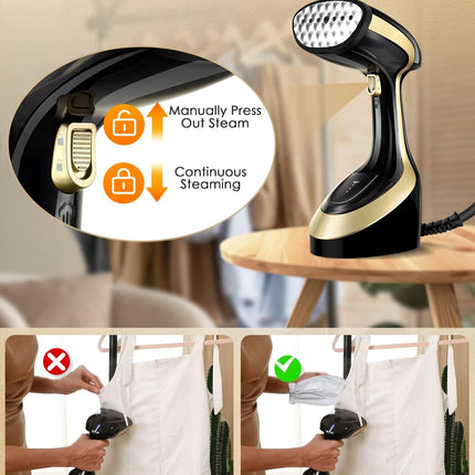 Foolala 1800W portable handheld black steam iron