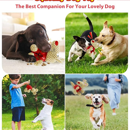 Foolala Cloth Mouse Squeak Plush Dog Toy For Aggressive Chewers