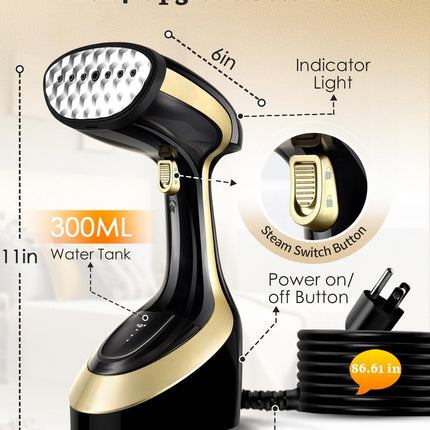 Foolala 1800W portable handheld black steam iron