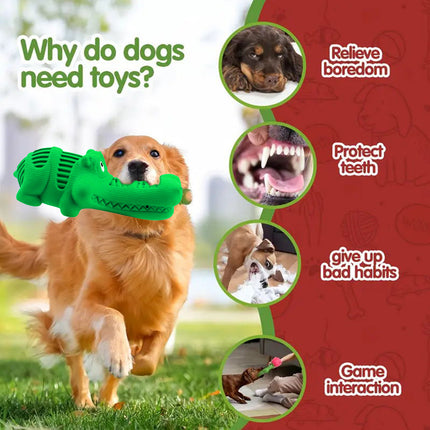 Foolala Green Rubber Alligator Head Dog Chew Toy For Aggressive Chewers