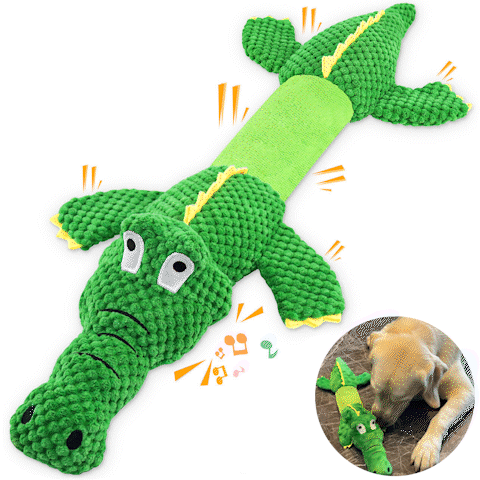Foolala Stretch Alligator Squeak Plush Dog Toy For Aggressive Chewers